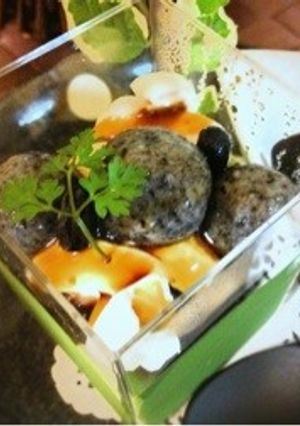 黒ごま豆腐白玉~抹茶スイーツ添え~-レシピのメイン写真