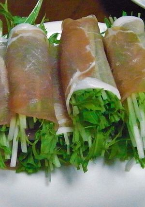 ★低糖質★水菜と生ハムサラダ-レシピのメイン写真
