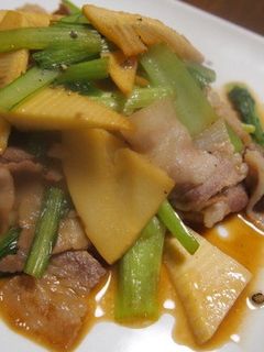 筍と小松菜の塩豚炒め-レシピのメイン写真