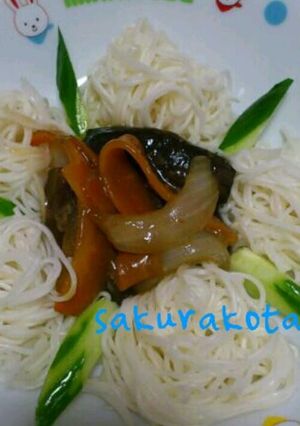麻婆茄子でそうめん-レシピのメイン写真