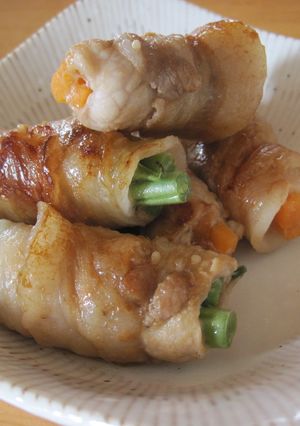 ゴマ味噌ぬって野菜の肉巻き-レシピのメイン写真