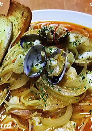 ソバ・デ・アホ風☆魚介類パスタ-レシピのメイン写真