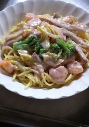 小海老と明太子のホワイトパスタ-レシピのメイン写真
