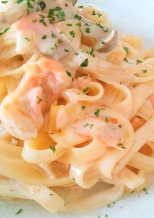 鮭ときのこの簡単クリームパスタ-レシピのメイン写真