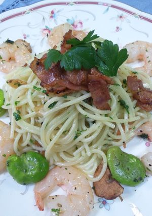酒メイン　ペペチそら豆と芝海老添え！-レシピのメイン写真
