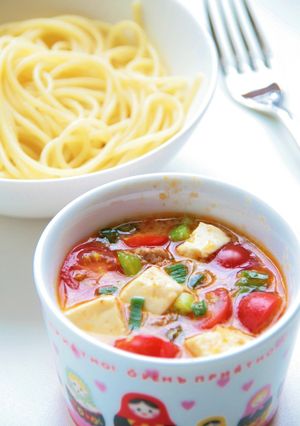 トマト麻婆のつけスパ-レシピのメイン写真