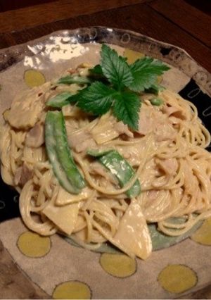 筍の味噌くりぃむパスタ＊赤みそ仕立て-レシピのメイン写真