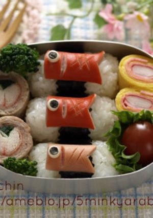 【キャラ弁】ウインナーのこいのぼり弁当-レシピのメイン写真
