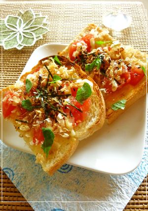 白味噌×塩麹　トマト・大葉の和トースト-レシピのメイン写真