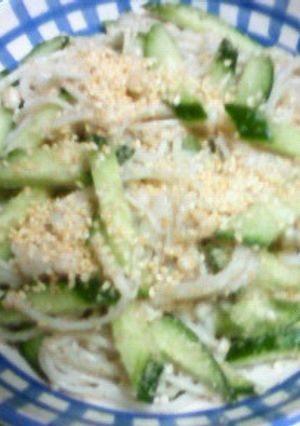 エノキ茸とキュウリのすり胡麻塩麹和え☆-レシピのメイン写真