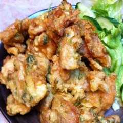 รูปของ おつまみに！めんつゆで簡単ネギ風味の鶏天