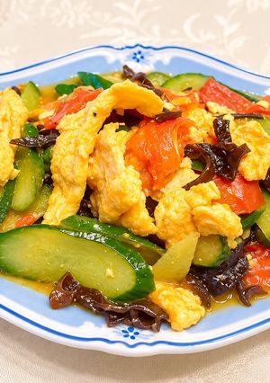 夏野菜トマトときゅうりの中華風たまご炒め-レシピのメイン写真