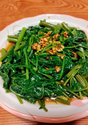 色鮮やか！ 空芯菜のにんにく香る中華風おひたし-レシピのメイン写真