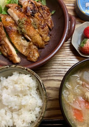 夕飯献立　とりの塩焼き柚子胡椒-レシピのメイン写真