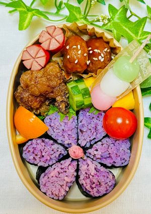 簡単☆キャラ弁☆お花海苔巻き弁当-レシピのメイン写真