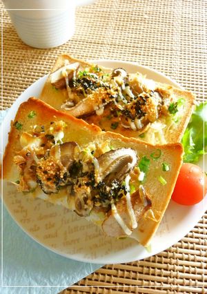 湯葉と椎茸のわさび風味和トースト-レシピのメイン写真