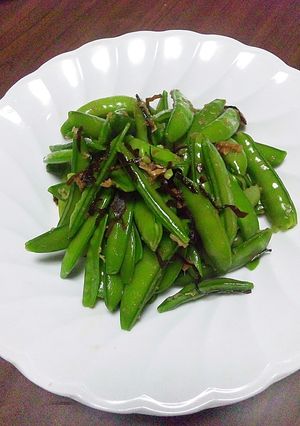 スナップえんどうの塩こぶ生姜-レシピのメイン写真