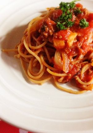 スパゲッティペペロンチーノ・トマトソース-レシピのメイン写真