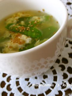 *豆腐と絹さやの卵スープ*-レシピのメイン写真