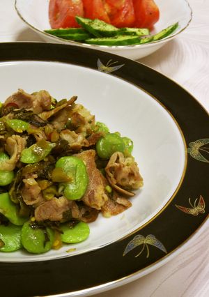 そら豆と高菜の炒め物-レシピのメイン写真