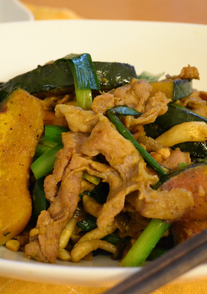 かぼちゃと豚肉の中華風カレー炒め-レシピのメイン写真