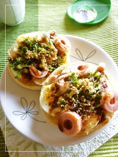 茹で卵×魚ニソのお好み焼き風トースト-レシピのメイン写真