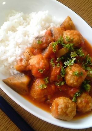 水不使用☆肉だんごのトマトカレー-レシピのメイン写真