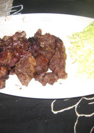 牛肉中落ち肉のにんにく赤ワインのつけ焼き-レシピのメイン写真