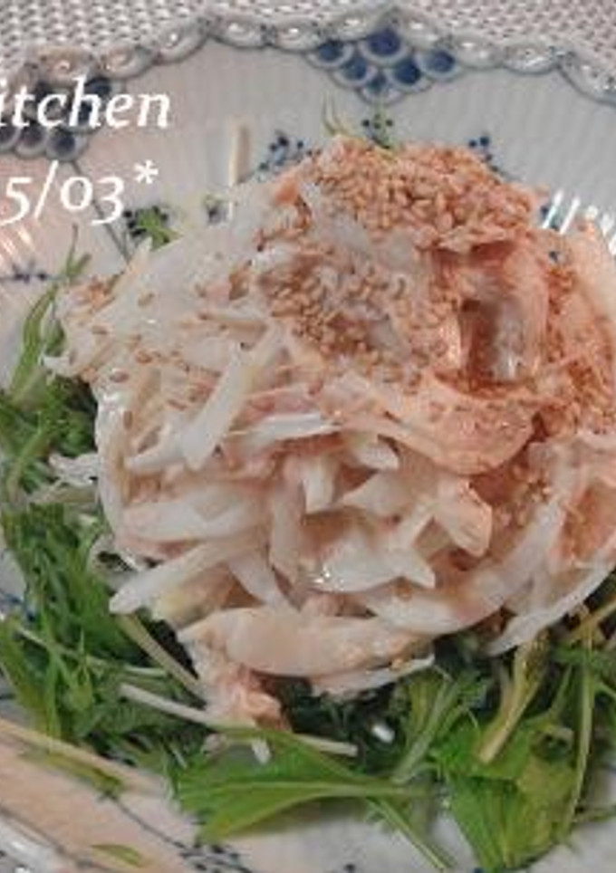 新玉ねぎとツナと水菜のサラダ-レシピのメイン写真