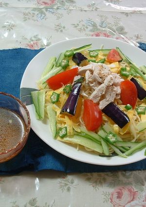 夏野菜たっぷり 中華風つけスパ！-レシピのメイン写真