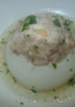 新玉ねぎのあいびき肉詰め煮-レシピのメイン写真