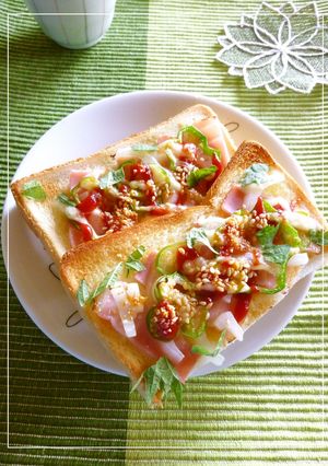 ベーコン×新玉葱×ピーマンの大葉トースト-レシピのメイン写真