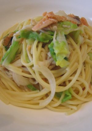鮭と小松菜の豆乳パスタ-レシピのメイン写真