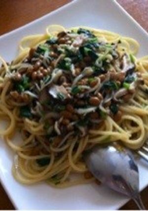 納豆とモロヘイヤの和風パスタ-レシピのメイン写真