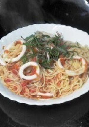 トマトとしそのスパゲッティ-レシピのメイン写真