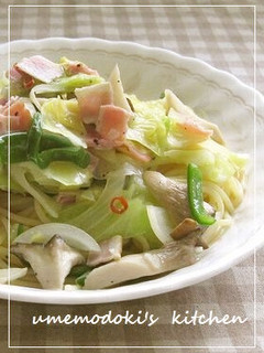 色々野菜とキノコ、ベーコンのスパゲティ-レシピのメイン写真