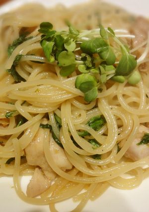 鶏肉と水菜の塩麹パスタ-レシピのメイン写真