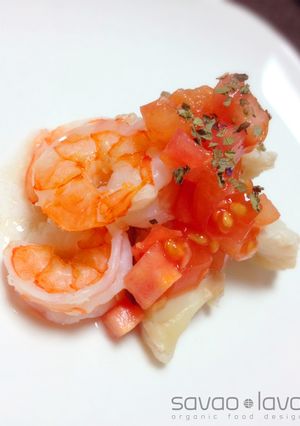 塩麹に漬けた飛び魚と海老の蒸し料理-レシピのメイン写真