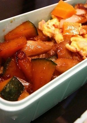 お弁当向きのカボチャと鶏モモ肉キンピラ風-レシピのメイン写真