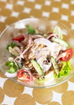 納豆と豚しゃぶ☆ごまだれサラダうどん-レシピのメイン写真