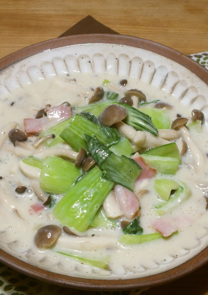 青梗菜としめじ＊豆乳で和風クリーム煮-レシピのメイン写真