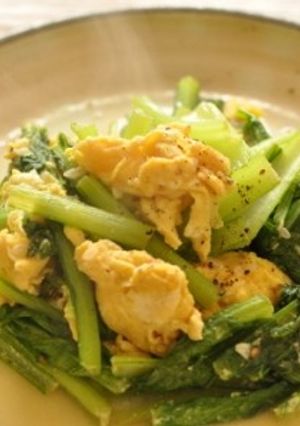 シンプルすぎる☆青菜と卵の塩麹炒め-レシピのメイン写真