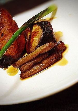 芋がらと鰤の照り焼き　茗荷竹添え-レシピのメイン写真