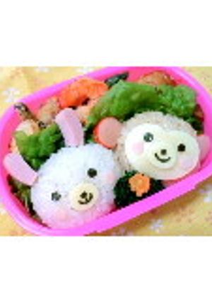 キャラ弁☆うさぎサンとおさるサン-レシピのメイン写真