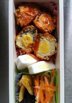 親子うずらボールの弁当-レシピのメイン写真