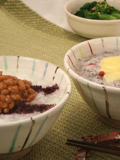 納豆赤しそ粥&チーズペッパー赤しそ粥-レシピのメイン写真
