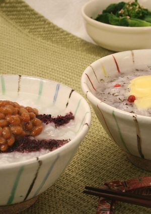 納豆赤しそ粥＆チーズペッパー赤しそ粥-レシピのメイン写真