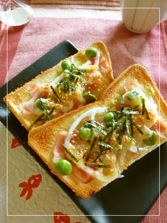 ベーコン×新玉葱×枝豆の和トースト-レシピのメイン写真