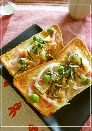 ベーコン×新玉葱×枝豆の和トースト-レシピのメイン写真