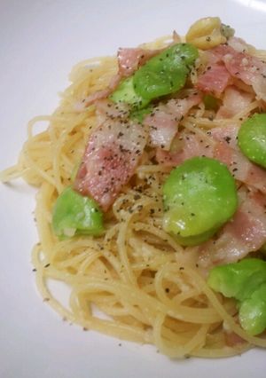 そら豆とベーコンのパスタ-レシピのメイン写真